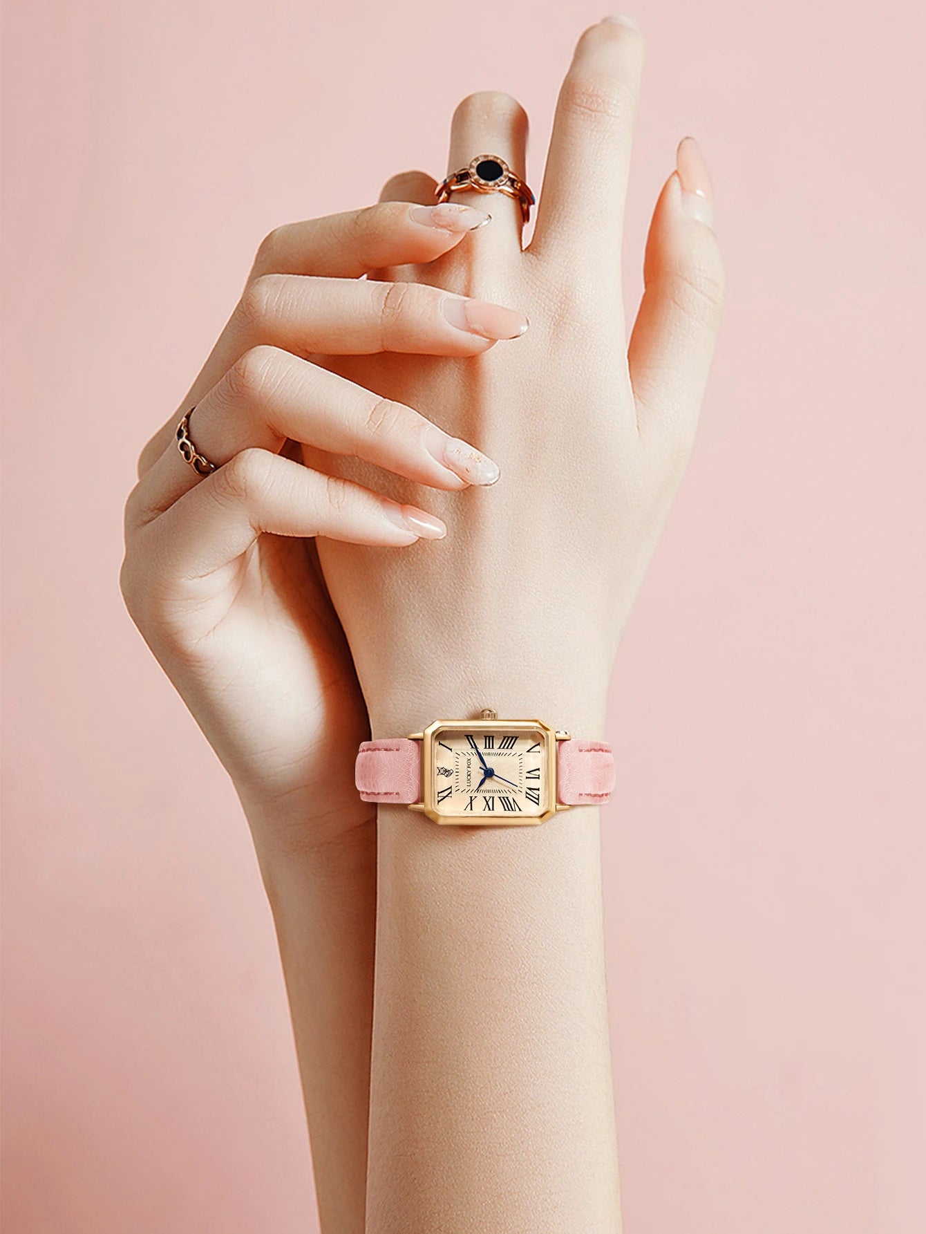 Roman Square Leather Watch