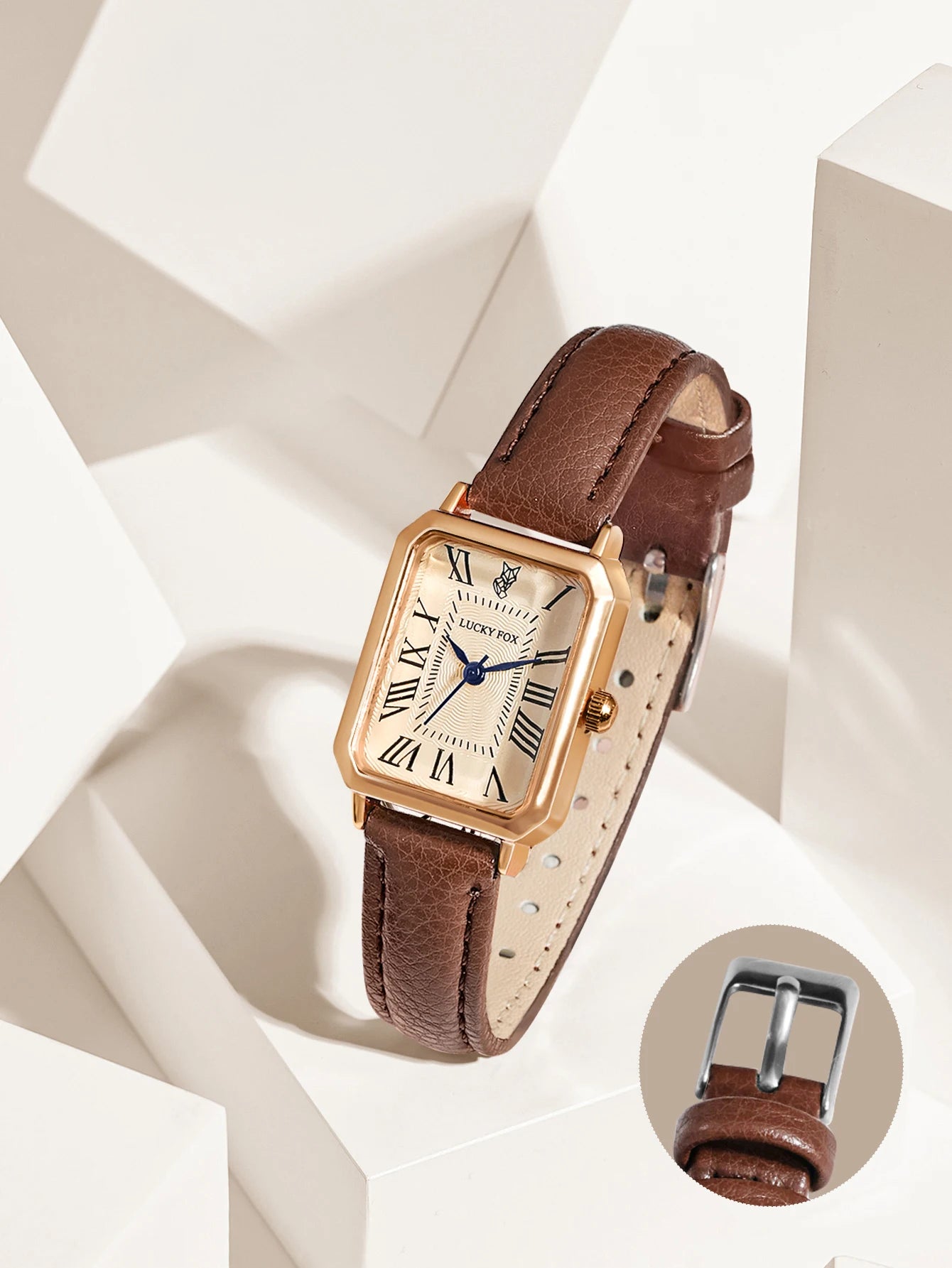 Roman Square Leather Watch