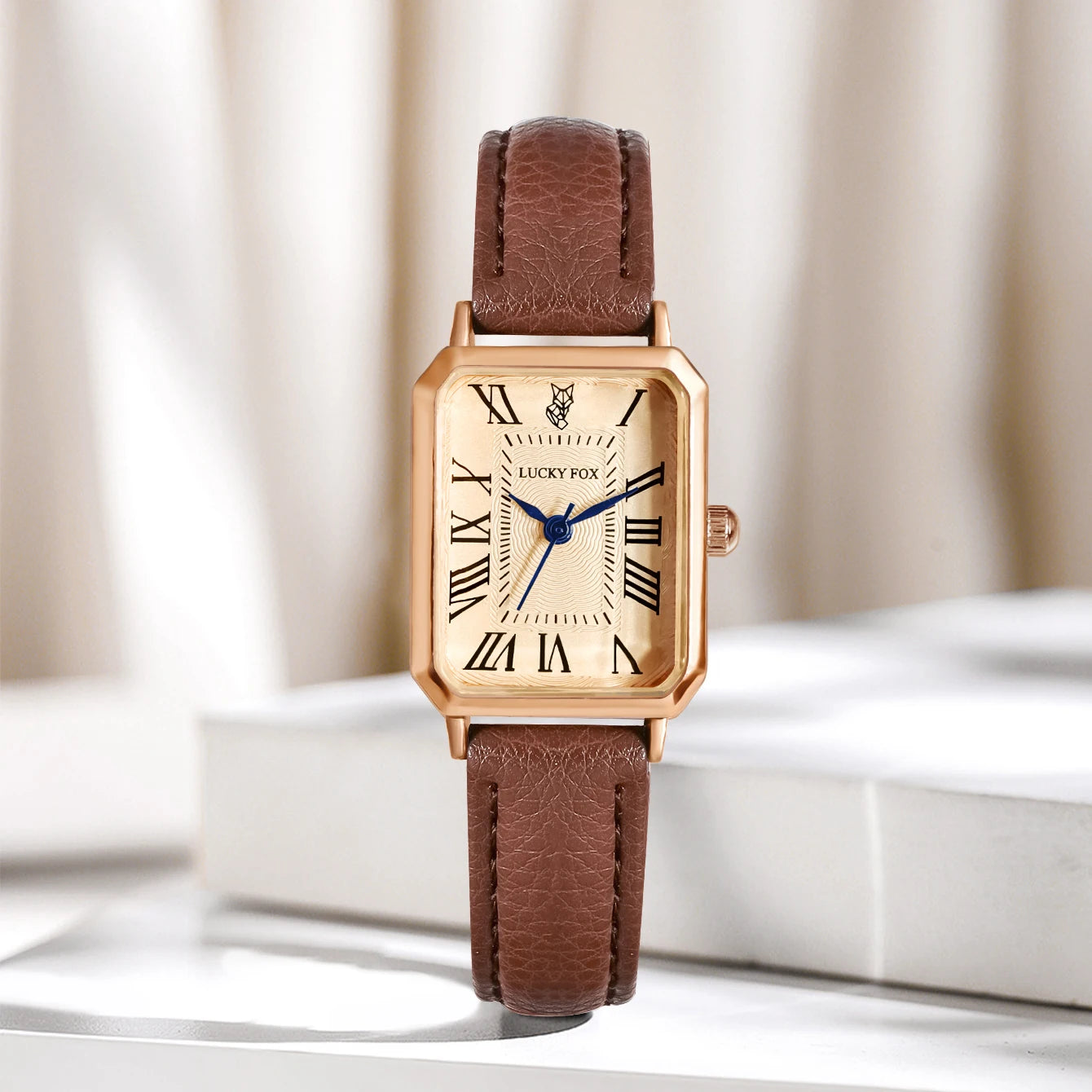 Roman Square Leather Watch