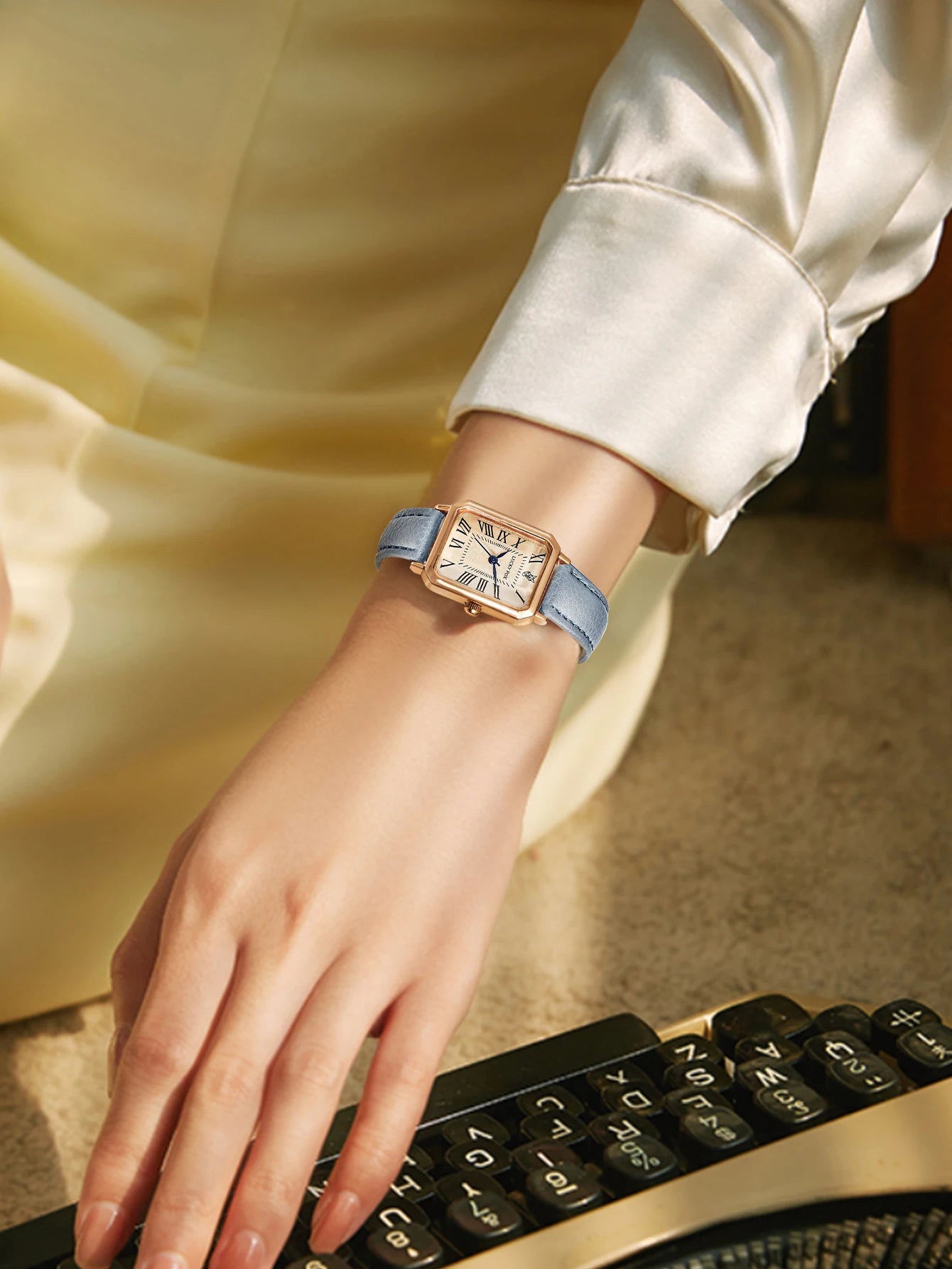 Roman Square Leather Watch