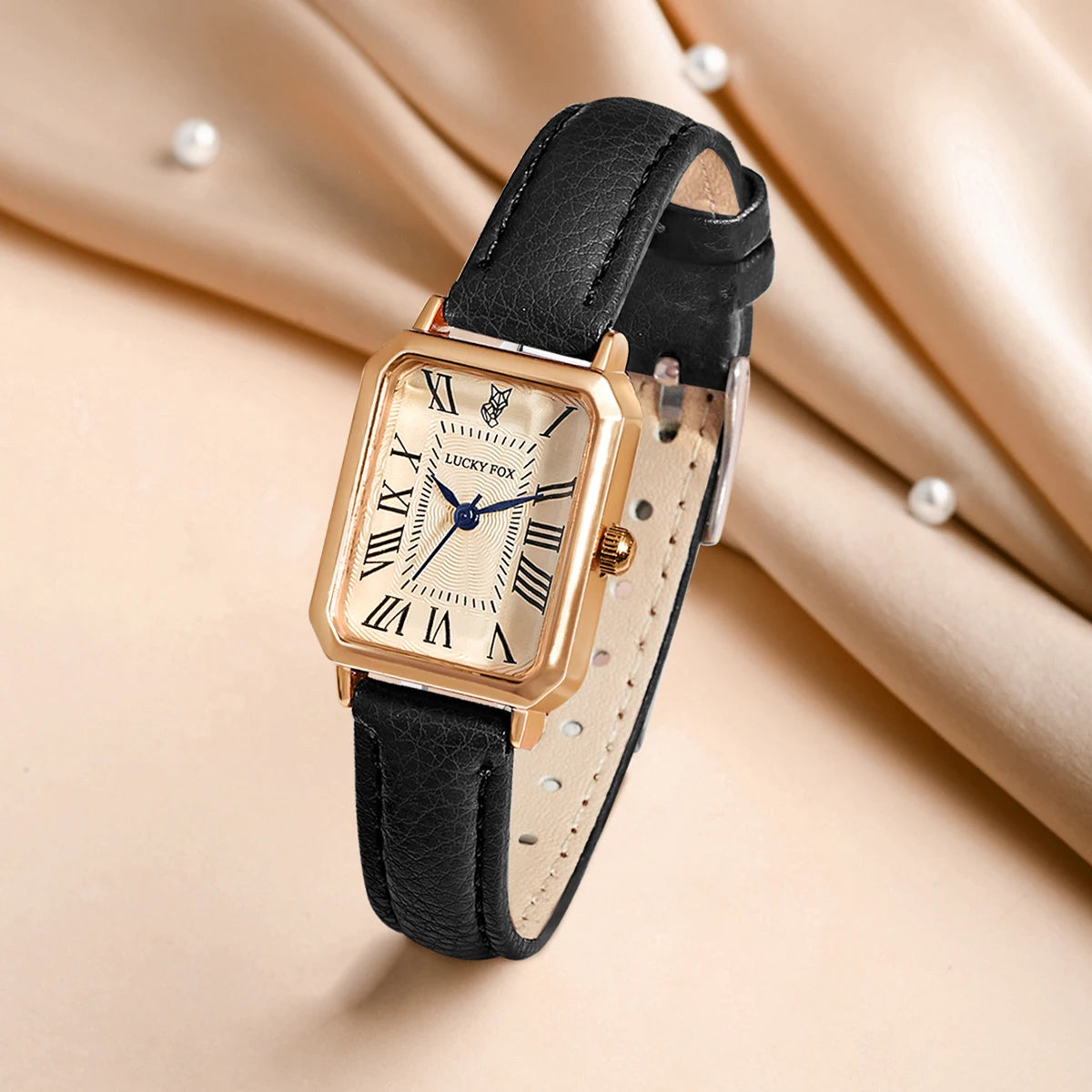 Roman Square Leather Watch