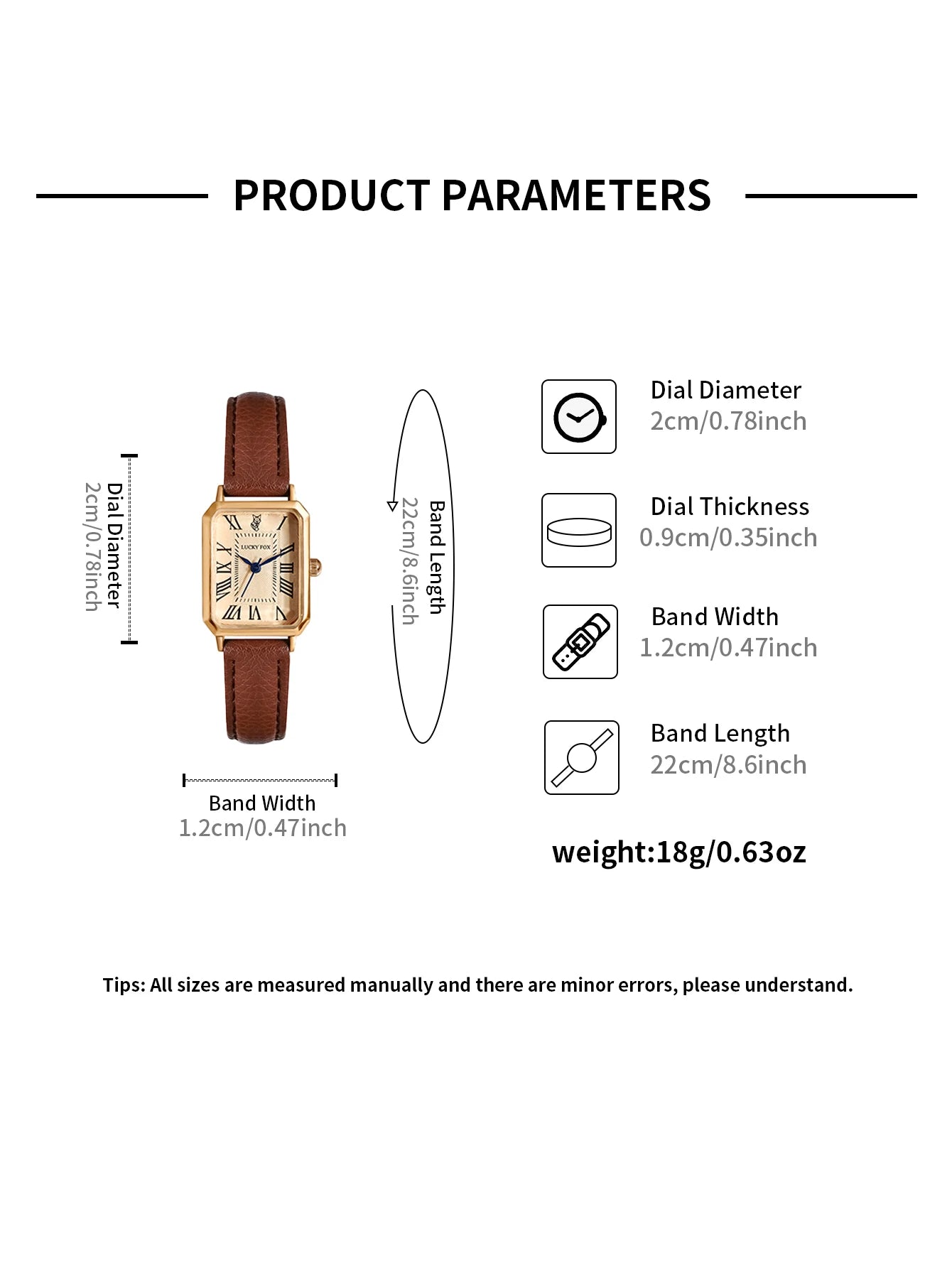 Roman Square Leather Watch